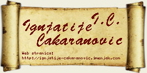 Ignjatije Čakaranović vizit kartica